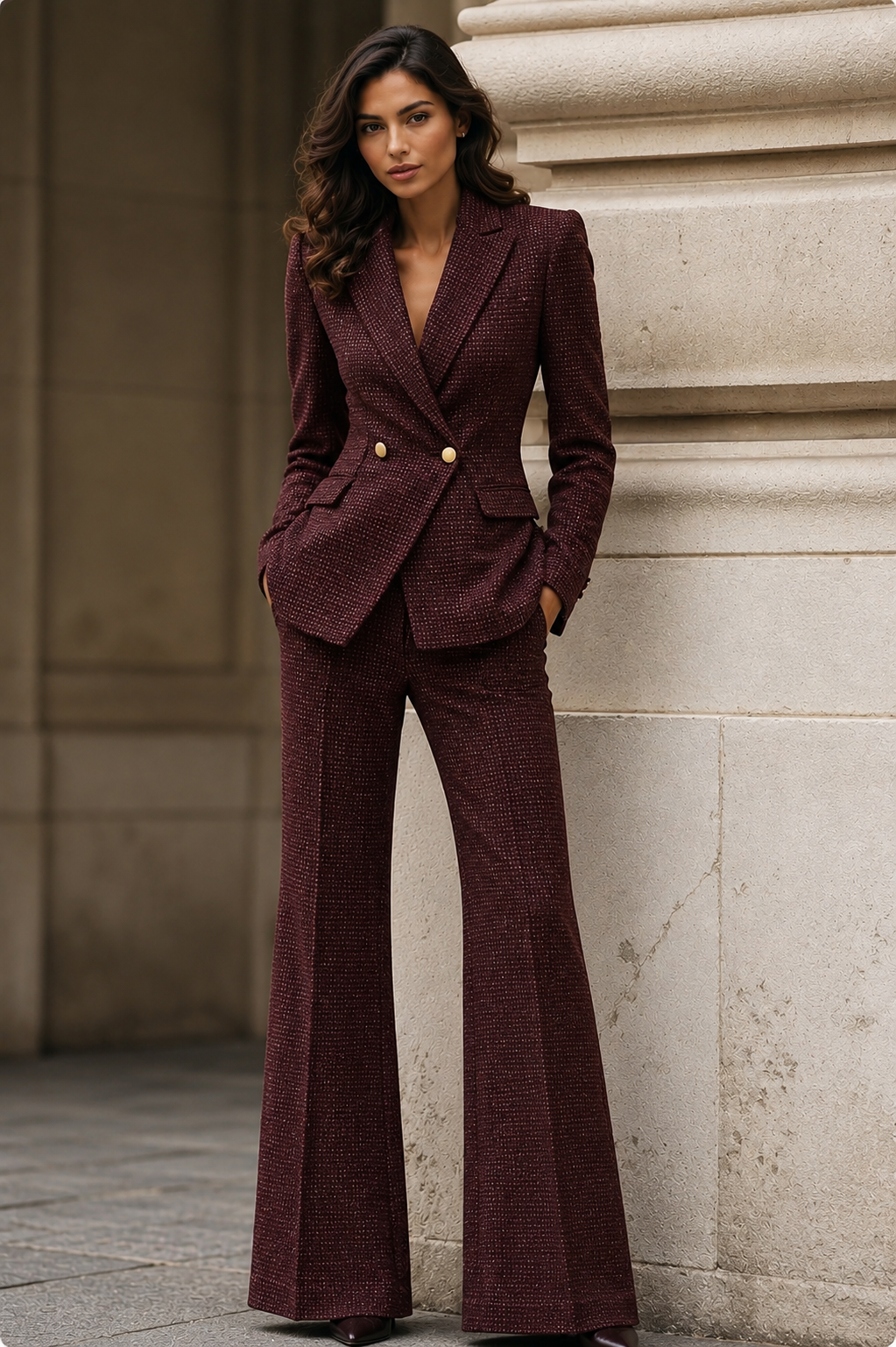 Burgundy DB Pants Suit